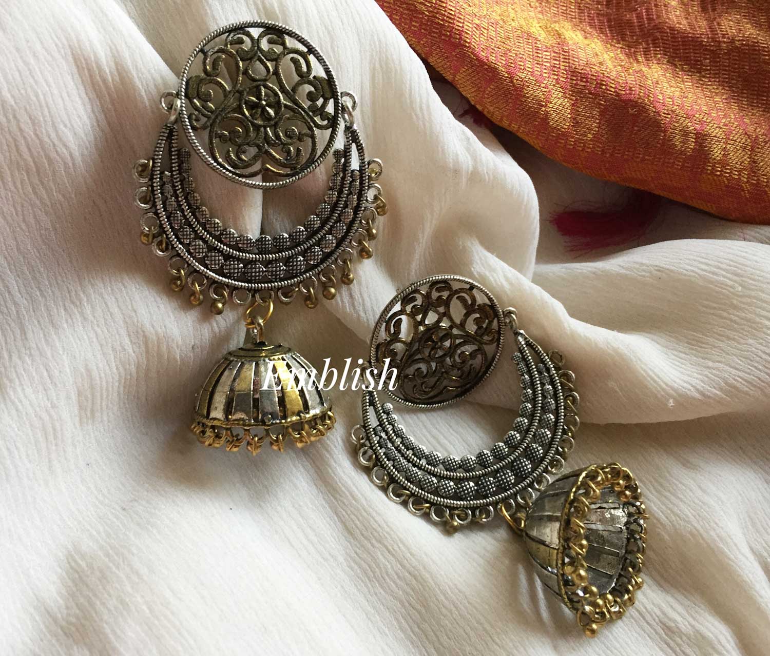 Dual tone oxidised on sale earrings
